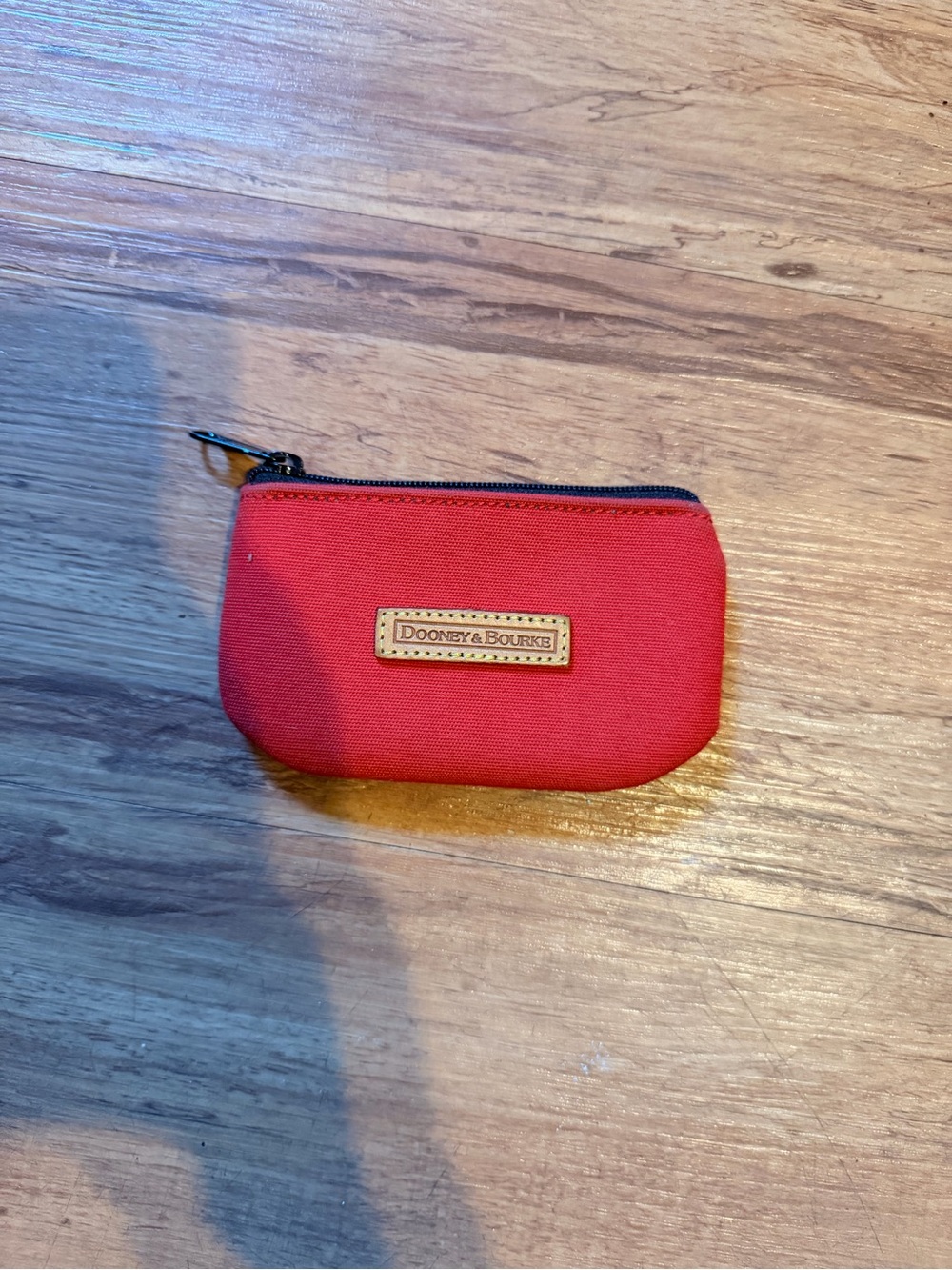 Dooney & Bourke Red Canvas Zip Pouch with Leather Logo